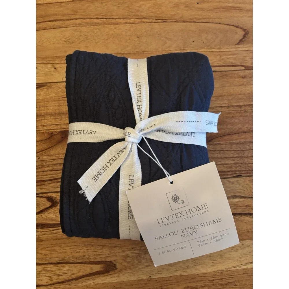Levtex Home Euro Pillow Shams Navy Set Of 2